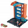 Hot Wheels - Coffret Garage City Downtown - avec 1 Voiture Espace pour 4 Véhicules - Compatible Circuits et Kits City - Cadeau d