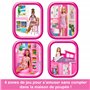 Barbie Maison de Vacances Coffret avec poupée, avec 4 Zones de Jeu Dont Une Cuisine, Une Salle de Bains, Une Chambre et Un Salon
