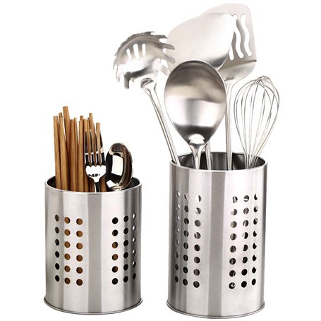 Feelava Lot de 2 porte-ustensiles de cuisine en acier inoxydable anti-rouille pour organiser les tiroirs et comptoirs