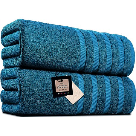 Lot de 2 draps de bain extra larges (100 x 200 cm