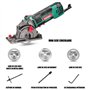HYCHIKA 500W Mini Scie Circulaire, 4500RPM, Profondeur de coupe: 0-25mm, Moteur en Cuivre Pur, 3 Lames pour les coupes de bois, 