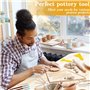 DICLLY Kit de 44 Outils de Poterie en Argile - Outil Modelage,Sculpture,Gravure avec Sac de Rangement - Ensemble Complet pour Ar