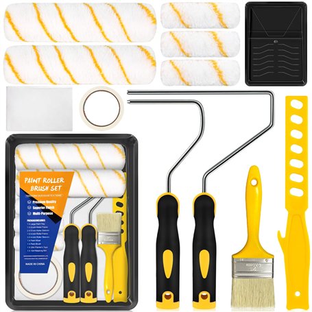 BBLTIFF Lot de 12 Pinceaux Peinture et Rouleaux Peinture Murs et Plafonds