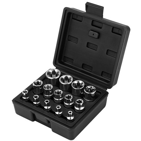 Bixury Douille Torx Profilés E E-Torx en forme D'étoile Lot de 14 Douilles Torx Femelles 1/4" 3/8" 1/2" E4 E5 E6 E7 E8 E10 E11 E