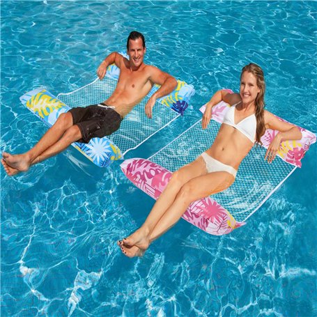 Lot de 2 matelas gonflables pour piscine - Hamac à eau pour adultes et enfants - Jouet d'eau avec filet 4 en 1 - Matelas gonflab