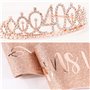 BOOMTOP 40ans Anniversaire Décoration Écharpe Joyeux Anniversaire Miss 40 ans et Couronne Diamant Strass Femme Tiare de Couronne