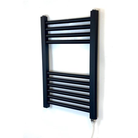 Greened House Sèche-serviettes électrique droit pour salle de bain Noir 400 W x 600 h