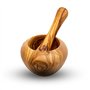 Mortier avec pilon en bois d'olivier - Fait main avec bord naturel - Mortier de cuisine en bois - Mortier durable pour herbes et