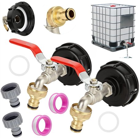 JMIATRY Lot de 2 Robinets IBC 1/2" pour Cuve 1000L - Sortie Raccord