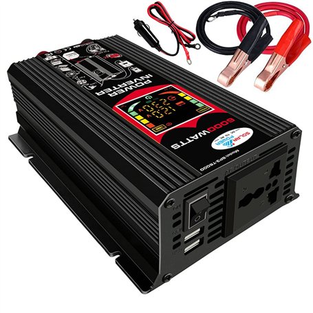 Iriisy Onduleur 12 V 220 V 6000W Convertisseur de Transformateur avec 2 Ports USB 2