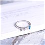 KELITCH Bague Mariage Femme Argent 925 Étoiles Lune Four Horn Opale Anneau Simples Fiançailles Alliance Cadeau Bijou Bleu