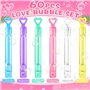 KDISHKRA 60pcs Bulles de Savon Mariage, Mini Tubes de Bulles de Savon Enfant-en 6 Couleurs Bâtons à Bulles avec poignée en Forme