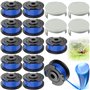 SaiXuan Lot de 12 Bobines + 4 Couvercles pour Coupe Bordure Ryobi One+ 18V 24V 40V