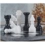 Radicaln Jeu d'échecs en marbre noir et blanc de 30,5 cm fait à la main – 1 échiquier et 32 pièces d'échecs – Jeu de société pou