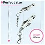 Pince Teton Sexuelle bdsm Jouet Intime Longueur 8.3cm en Métal couleur Argent Jouet Sexuel accessoire bdsm avec Mousquetons Sex 