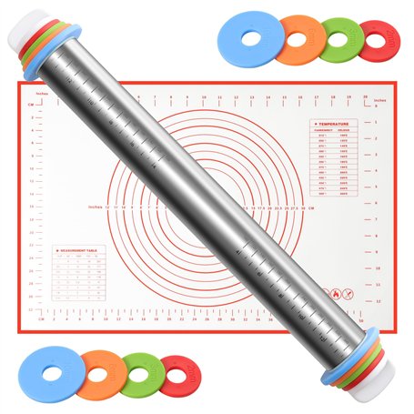 Rouleau à pâtisserie en acier inoxydable avec tapis de cuisson