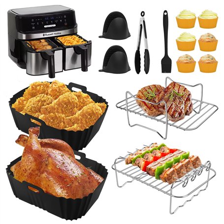 Accessoires pour friteuse à air chaud Russell Hobbs - 2 compartiments - 9 l - Moule en silicone - Accessoire pour friteuse à air