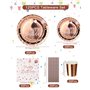 Vaisselle Jetable Anniversaire Pastel,130 Pièces Vaisselle Fête Rose Gold Vaisselle Jetable Decoration Anniversaire Set Comprend
