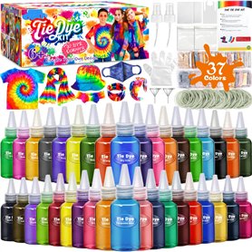 ZLPBAO Tie Dye Kit 37 Couleurs - Kit Tie Dye pour enfants - Teinture Textile de Tissu Vives pour Enfants et Adultes DIY Peinture