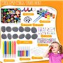 MULEVIP Kit de Peinture sur Roche pour Enfants,Kit Peinture Enfant,12 Galets A Peindre,avec 24 Peintures et Autocollants Peintur