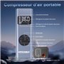Mini Compresseur à Air Portatif, HYCHIKA 12V 6000mAh Gonfleur Pneus Voiture Gonfleur Electrique Pompe a Velo 150PSI avec Écran L