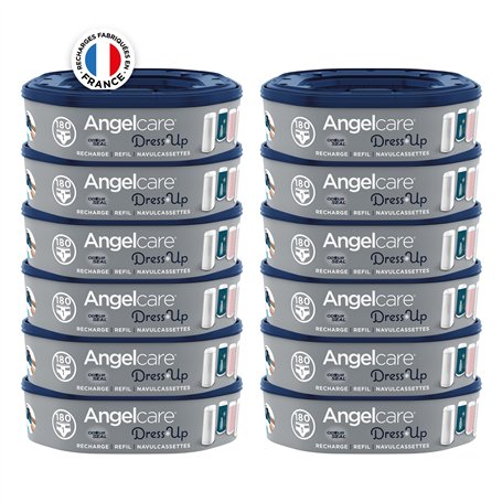 Angelcare - Dress Up - Recharges Octogonales pour Poubelle à Couche Dress Up/Essential - Anti Odeurs Et Grande Capacité - Lot de