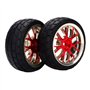 BQLZR Lot de 4 jantes et pneus en forme de Y pour voiture de course RC 1:10 Rouge