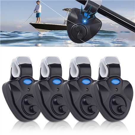 Nizirioo Lot de 4 détecteurs de touche électroniques sensibles pour la pêche - Indicateur lumineux - Avec indicateur lumineux LE