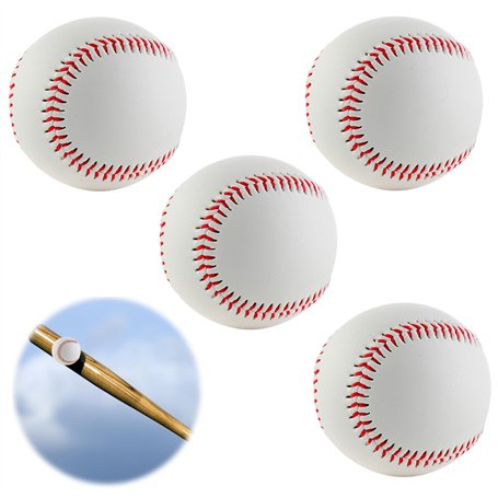 LEKEFETO 4 pièces de balles de Baseball Professionnelles Cousues à la Main Baseball 9 Pouces PU Soft Basebälle Match Elite