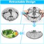 TNOMSNO Panier Vapeur Inoxydable, Vapeur Pliable en Acier Inoxydable Cuiseur Vapeur Réglable en Acier Inoxydable, Pot de Cuisson