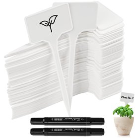 65 pièces Etiquette Plante Jardin Exterieur Marqueurs en Plastique de Type T Plastique Etiquette Potager avec 2 pièces Stylo éta