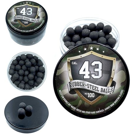 100 x Premium Quality Hard Mix Rubber Steel Balls Paintballs Reballs 43 Cal. Paintball Shooting Self Defense Billes Calibre .43