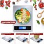 Balance de cuisine numérique 15 kg avec écran LCD + acier inoxydable + verre trempé - Précision jusqu'à 1 g - g/kg/lb:oz/ml/fl'o