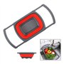 Jzhen sur L'évier Passoire Pliable, Poignées Extensibles pour Fruits et Légumes, Pliable à Poser au-Dessus du Lavabo