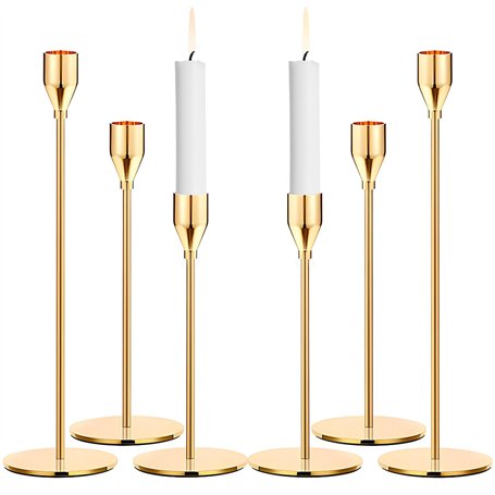 ZHYLUO Bougeoir Doré Coniques 6 Pièces Chandelier de Mariage 33/28/22cm Chandeliers Coniques pour la Maison pour Les Fêtes