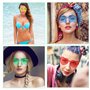 14 Paires Lunettes de Fête, Lunettes en Forme de Coeur et Forme D'éToile, Lunettes Soleil Hippie sans Monture, Lunettes de Solei