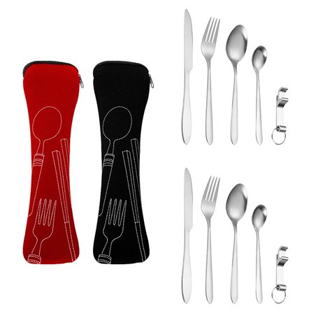 Couverts de camping en acier inoxydable pour 2 personnes - Couverts de voyage - Pour le camping