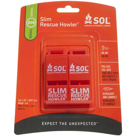 SOL Slim Rescue HOWLER 2 Pack Pack SIFFLET 100 DB Mixte Adulte