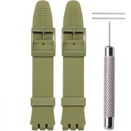 WRISTARMOR Lot de 2 bracelets de rechange en silicone pour Swatch 19 mm étanche avec outil