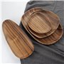Lot de 4 plateaux de service ronds irréguliers en bois pour collations, fromage, apéritifs, desserts, sushis, fruits, salade, as