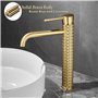 Robinet Salle Bain Or Brossé - Mitigeur Lavabo Haut Robinet Lavabo Doré - Robinetterie Vasque à Poser en Laiton SHUNLI