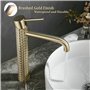 Robinet Salle Bain Or Brossé - Mitigeur Lavabo Haut Robinet Lavabo Doré - Robinetterie Vasque à Poser en Laiton SHUNLI