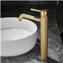 Robinet Salle Bain Or Brossé - Mitigeur Lavabo Haut Robinet Lavabo Doré - Robinetterie Vasque à Poser en Laiton SHUNLI