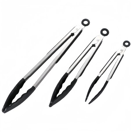Lot de 3 Pinces de Cuisine en Acier Inoxydable et Silicone