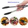 Lot de 3 Pinces de Cuisine en Acier Inoxydable et Silicone, Pince Cuisine Silicone, Résistante à la Chaleur pour Barbecue, Viand