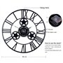 Lafocuse 60cm Horloge Murale Geante Métal, Engrenages Or Industrielle Silencieuse Pendule Murale Chiffres Romains Déco pour Salo