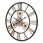 Lafocuse 60cm Horloge Murale Geante Métal, Engrenages Or Industrielle Silencieuse Pendule Murale Chiffres Romains Déco pour Salo