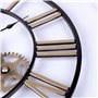 Lafocuse 60cm Horloge Murale Geante Métal, Engrenages Or Industrielle Silencieuse Pendule Murale Chiffres Romains Déco pour Salo