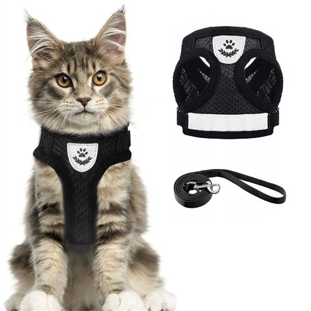 Ensemble harnais et laisse pour chat - Ensemble harnais et laisse pour chien - Anti-fugue - Réglable/léger/doux - Pour promener