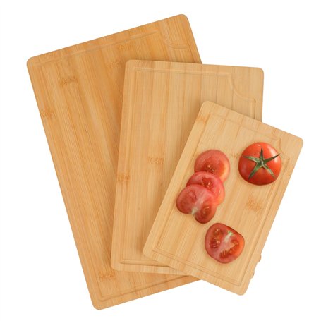 Lot de 3 planches à découper en bambou – Tailles (38 x 25 cm / 30 x 20 cm / 22 x 15 cm) – 1